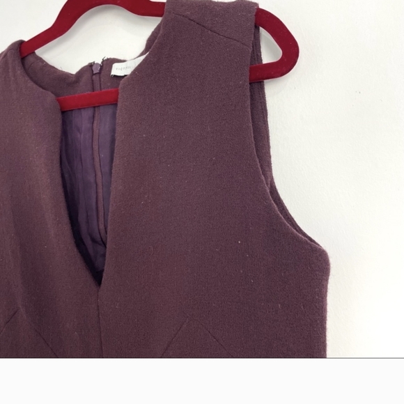 Victoria Beckham 100% wool v neck sleeveless maroon midi dress - Picture 3 of 11